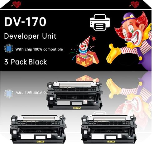 DV-170 Developer Unit Compatible with Toshiba ECOSYS M2035dn M2535dn P2135d P2135dn Printers, Enhanced Durability, Ideal for High-Volume Printing (3 Pack Black) in Kuwait