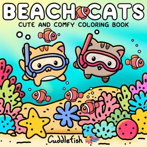 Beach Cats: Cute and Comfy Beach Coloring Book for Adults and Teens - Therapeutic Square Coloring Book, Bold and Easy Cozy Cat Coloring, Kawaii Fuzzy ... Relaxation (Hygge Moments Easy Art Therapy) in Saudi Arabia