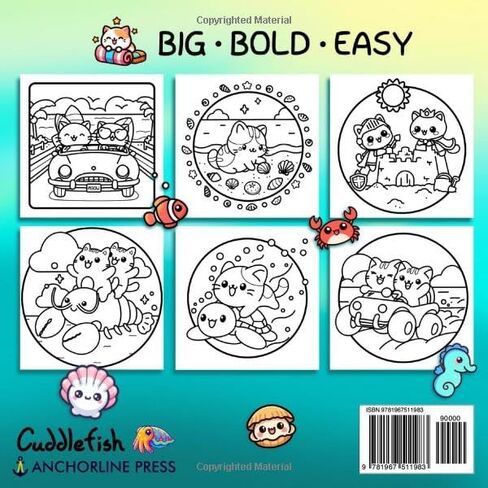 Beach Cats: Cute and Comfy Beach Coloring Book for Adults and Teens - Therapeutic Square Coloring Book, Bold and Easy Cozy Cat Coloring, Kawaii Fuzzy ... Relaxation (Hygge Moments Easy Art Therapy) in Saudi Arabia