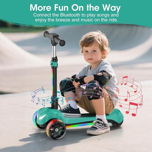 سكوتر كهربائي للأطفال الذين تتراوح أعمارهم بين 3 و 12 عامًا ، سكوتر كهربائي ثلاثي العجلة ، سكوتر كهربائي مع سرعتين ، عمر بطارية طويل ، موسيقى بلوتوث ، عجلات LED وميض ، ارتفاع قابل للتعديل ، هدية للبنين/البنات in Kuwait