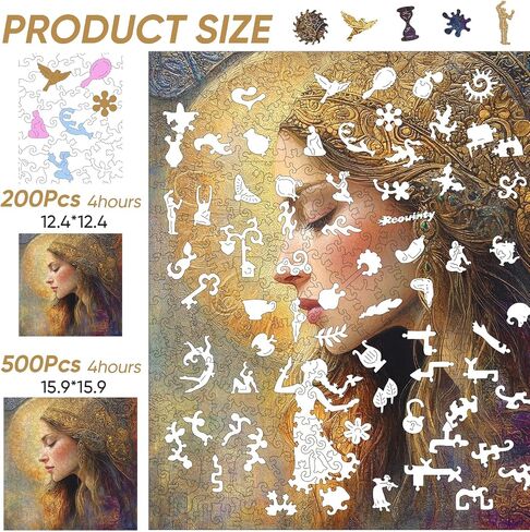 Beauty Bohemia Puzzles for Adults, Wooden Jigsaw Puzzles 300pcs,Medium, Unique Shape Adult Puzzles, Irregular Creative Gift(12.4 x 12.4 in) in Saudi Arabia