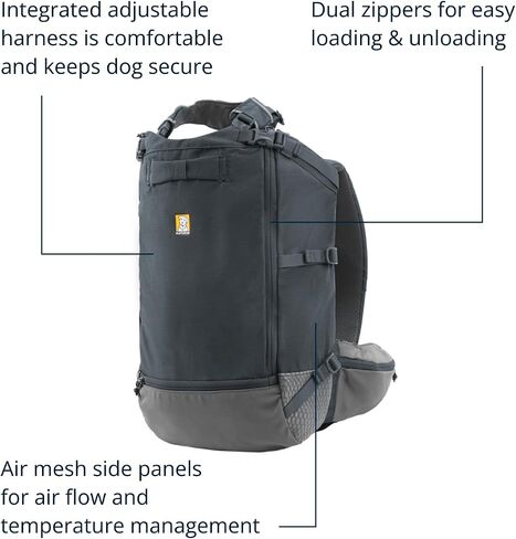 Ruffwear, Hitch Hiker Dog Backpack Carrier, Hands-Free Dog Carrier Backpack with Breathable Mesh, EVA Foam Padding, Durable Polyester, Lightweight Design for Small Dogs, Basalt Gray, X-Small in Saudi Arabia