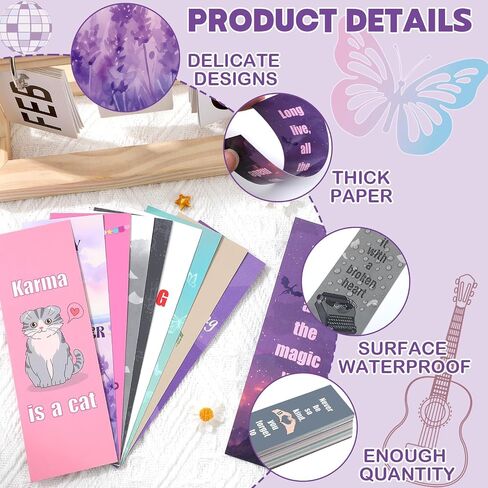 120Pcs Music Inspired Bookmarks Music Star Album Quotes Book Marks Bulk for Fans Gifts Popular Singer Book Lovers Accessories Party Favors for Bookish Birthday School Office Decors Supplies 6 x 2inch in Saudi Arabia