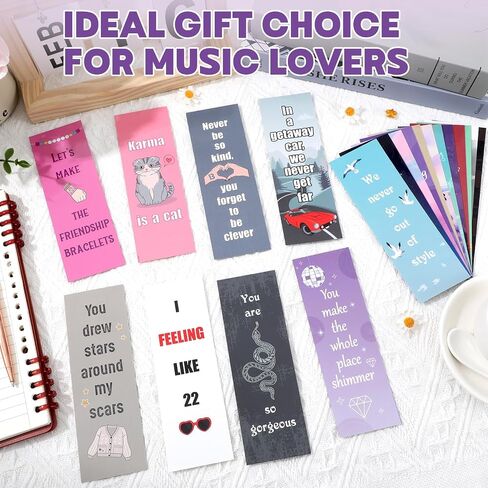 120Pcs Music Inspired Bookmarks Music Star Album Quotes Book Marks Bulk for Fans Gifts Popular Singer Book Lovers Accessories Party Favors for Bookish Birthday School Office Decors Supplies 6 x 2inch in Saudi Arabia