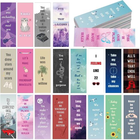 120Pcs Music Inspired Bookmarks Music Star Album Quotes Book Marks Bulk for Fans Gifts Popular Singer Book Lovers Accessories Party Favors for Bookish Birthday School Office Decors Supplies 6 x 2inch in Saudi Arabia