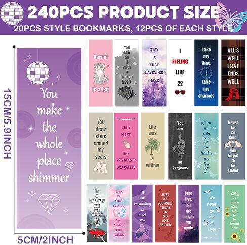 120Pcs Music Inspired Bookmarks Music Star Album Quotes Book Marks Bulk for Fans Gifts Popular Singer Book Lovers Accessories Party Favors for Bookish Birthday School Office Decors Supplies 6 x 2inch in Saudi Arabia
