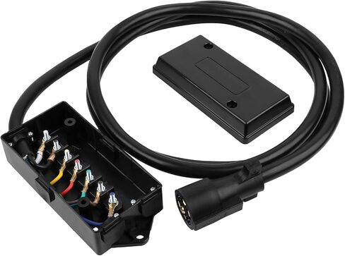 SCITOO 9 Feet 7 Way Plug Inline Trailer Cord with 7 Gang Junction Box, Auto 7 Pin Trailer Wiring Harness, 7 Way RV Style Trailer Plug Wiring for RV Trailers, Campers, Caravans, Trucks, ETL Listed in Saudi Arabia