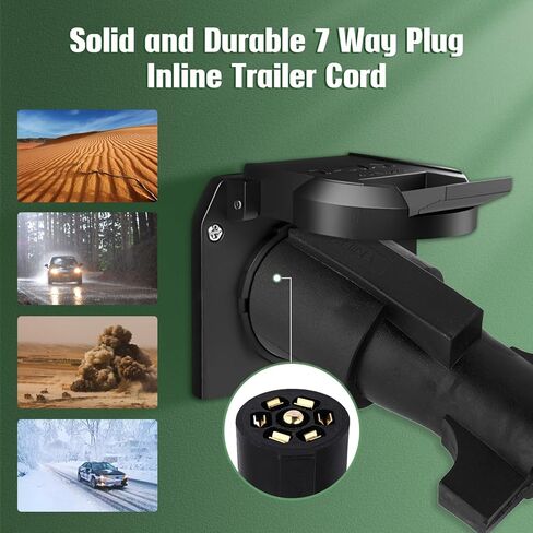 SCITOO 9 Feet 7 Way Plug Inline Trailer Cord with 7 Gang Junction Box, Auto 7 Pin Trailer Wiring Harness, 7 Way RV Style Trailer Plug Wiring for RV Trailers, Campers, Caravans, Trucks, ETL Listed in Saudi Arabia