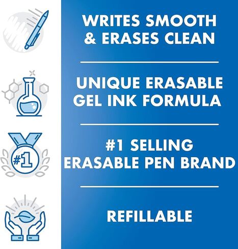 Frixion Clicker Retractable Retractable Ambes Point (.7mm) ألوان متنوعة من الحبر الأسود/الأزرق/الأحمر/الأخضر/الأرجواني 5-PK ؛ حزمة مع حقيبة قابلة لإعادة الاستخدام البلاستيكية in Kuwait