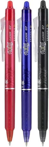 Frixion Clicker Retractable Retractable Ambes Point (.7mm) ألوان متنوعة من الحبر الأسود/الأزرق/الأحمر/الأخضر/الأرجواني 5-PK ؛ حزمة مع حقيبة قابلة لإعادة الاستخدام البلاستيكية in Kuwait