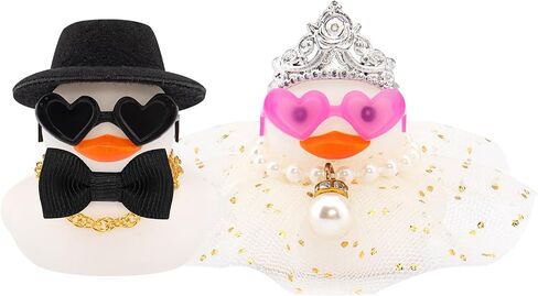 wonuu Pair Set of 2 Colorful Wedding Rubber Ducks, Bride Groom Duckies Marriage Rubber Duck Mini Couple Ducky for Ceremony Gift Souvenir Marry Blessings Elegant Heartwarming Present, White in Saudi Arabia