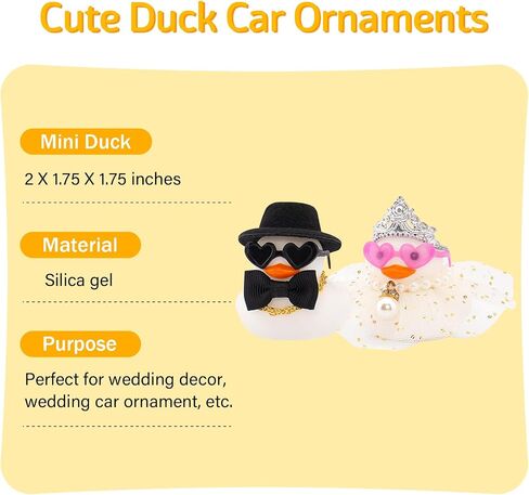 wonuu Pair Set of 2 Colorful Wedding Rubber Ducks, Bride Groom Duckies Marriage Rubber Duck Mini Couple Ducky for Ceremony Gift Souvenir Marry Blessings Elegant Heartwarming Present, White in Saudi Arabia
