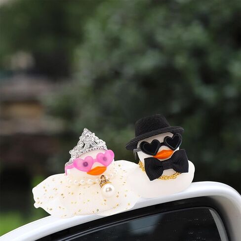 wonuu Pair Set of 2 Colorful Wedding Rubber Ducks, Bride Groom Duckies Marriage Rubber Duck Mini Couple Ducky for Ceremony Gift Souvenir Marry Blessings Elegant Heartwarming Present, White in Saudi Arabia