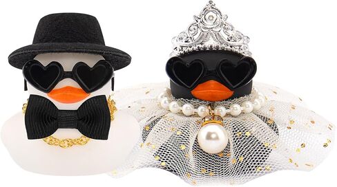 wonuu Pair Set of 2 Colorful Wedding Rubber Ducks, Bride Groom Duckies Marriage Rubber Duck Mini Couple Ducky for Ceremony Gift Souvenir Marry Blessings Elegant Heartwarming Present, White in Saudi Arabia
