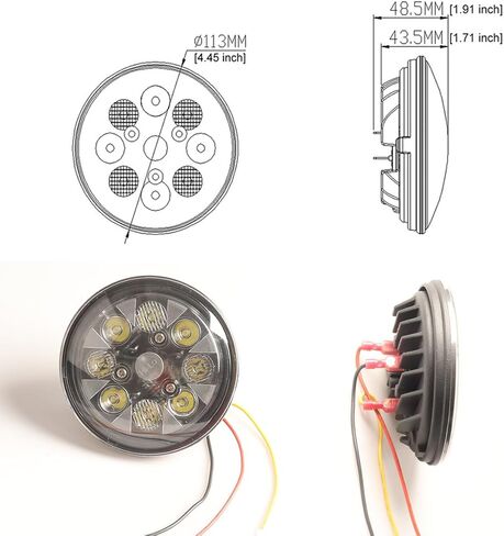 مصباح عمل LED مستدير مختوم 12 فولت مصباح زراعي Hi-lo متوافق مع John Deeretractor 1020، 1040، 1120، 1130، 1140، 1520، 1530، 1630، 1640 للزراعة الخفيفة للطرق الوعرة in Saudi Arabia