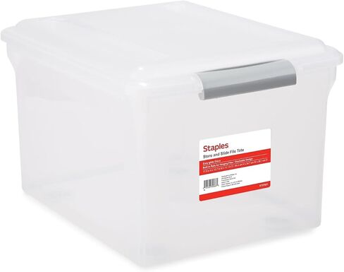 TRU RED Staples Store & Slide Hanging File Box, Latch Lid, Letter/Legal Size, Clear in Saudi Arabia