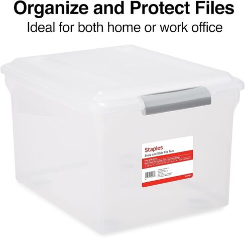 TRU RED Staples Store & Slide Hanging File Box, Latch Lid, Letter/Legal Size, Clear in Saudi Arabia