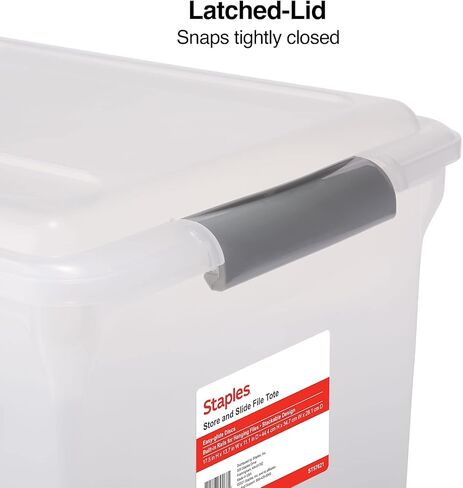 TRU RED Staples Store & Slide Hanging File Box, Latch Lid, Letter/Legal Size, Clear in Saudi Arabia