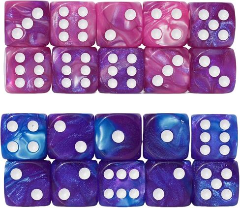 20pcs D6 Dice 16mm dice acrylic set for rpg mtg dnd dice table games and board games (Pink+Blue) in Kuwait