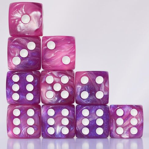 20pcs D6 Dice 16mm dice acrylic set for rpg mtg dnd dice table games and board games (Pink+Blue) in Kuwait
