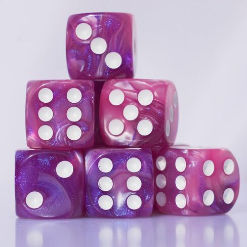 20pcs D6 Dice 16mm dice acrylic set for rpg mtg dnd dice table games and board games (Pink+Blue) in Kuwait
