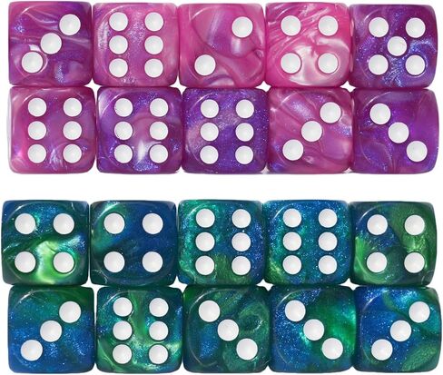 20pcs D6 Dice 16mm dice acrylic set for rpg mtg dnd dice table games and board games (Pink+Blue) in Kuwait