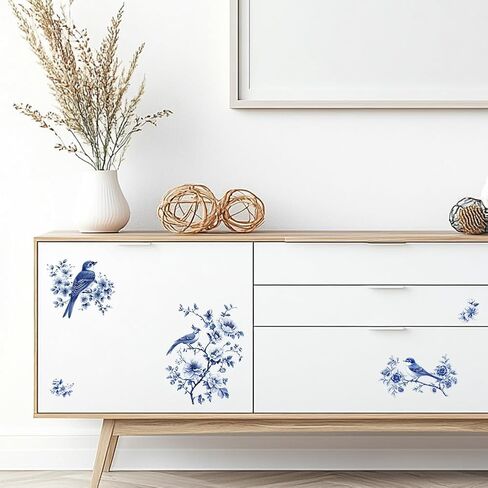 فرك Peaceblue على ملصق صائق النقل لزخارف الأثاث Craft Decor 6 "x12" الفروع والطيور الأزرق ، و 3pcs مضاد للماء UV DTF in Kuwait