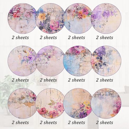 24 Sheets Vintage Floral Scrapbook Paper Pad, 6"×6" Single-Sided Flower Patterned Cardstock Pads, Decorative Scrapbooking Paper for Card Making, Craft Art, Junk Journals, Greeting Cards in Saudi Arabia
