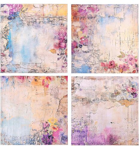 24 Sheets Vintage Floral Scrapbook Paper Pad, 6"×6" Single-Sided Flower Patterned Cardstock Pads, Decorative Scrapbooking Paper for Card Making, Craft Art, Junk Journals, Greeting Cards in Saudi Arabia