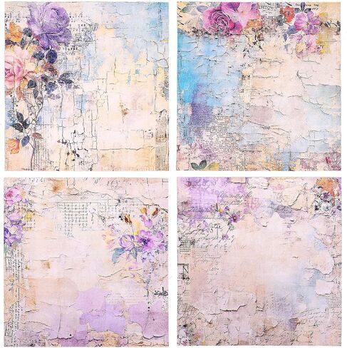 24 Sheets Vintage Floral Scrapbook Paper Pad, 6"×6" Single-Sided Flower Patterned Cardstock Pads, Decorative Scrapbooking Paper for Card Making, Craft Art, Junk Journals, Greeting Cards in Saudi Arabia