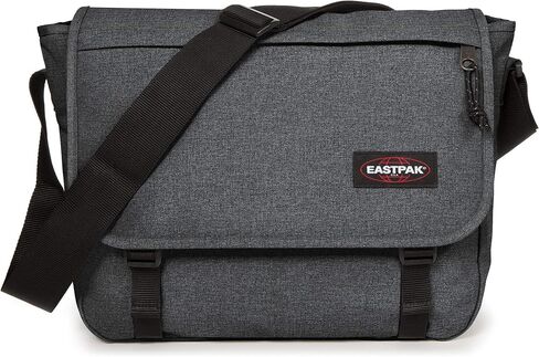 EASTPAK Delegate + – 20L Weatherproof Shoulder Bag with 17" Laptop Sleeve, Trolley Strap, Reflective Details, Adjustable Padded Strap, Tarp Black in Saudi Arabia