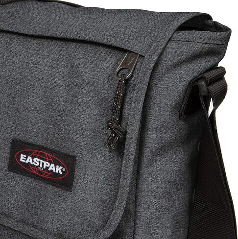 EASTPAK Delegate + – 20L Weatherproof Shoulder Bag with 17" Laptop Sleeve, Trolley Strap, Reflective Details, Adjustable Padded Strap, Tarp Black in Saudi Arabia