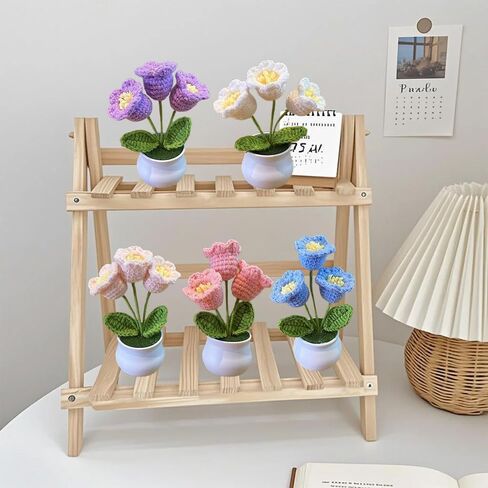 Crochet Flowers,Knitted Flowers,Hand Woven Bell Orchid,Simulated Small Potted Plant,Pure Handmade Yarn Hook Woven Flower Product,Suitable for Home Decoration, Car Desktop Ornaments in Saudi Arabia
