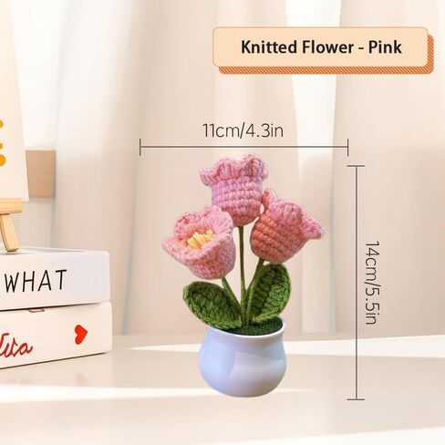 Crochet Flowers,Knitted Flowers,Hand Woven Bell Orchid,Simulated Small Potted Plant,Pure Handmade Yarn Hook Woven Flower Product,Suitable for Home Decoration, Car Desktop Ornaments in Saudi Arabia