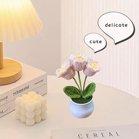 زهور الكروشيه ، الزهور المحبوكة ، أوركيد جرس منسوج يدويًا ، نبات صغير محاكاة ، منتج زهرة منسوج يدويًا يدويًا ، مناسب للديكور المنزلي ، حلي سطح المكتب للسيارة in Kuwait