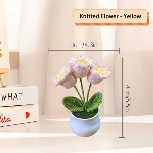 زهور الكروشيه ، الزهور المحبوكة ، أوركيد جرس منسوج يدويًا ، نبات صغير محاكاة ، منتج زهرة منسوج يدويًا يدويًا ، مناسب للديكور المنزلي ، حلي سطح المكتب للسيارة in Kuwait