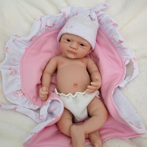 12" Reborn Baby Dolls Girl, Full Silicone Baby Dolls, Realistic Soft Silicone Newborn Baby Doll, Real Full Body Silicone Reborn Baby Dolls, Not Vinyl Dolls in Kuwait