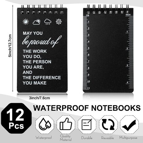 Gueevin 24 Pcs Waterproof Notebook with Multitool Pen Set Include 12 Pcs 3 x 5 Top Spiral Pocket Notepad and 12 Pcs Gift Tool Pen for Outdoor Activities Employee Appreciation Gifts(Black) in Saudi Arabia