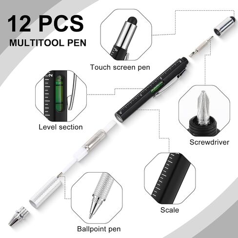 Gueevin 24 Pcs Waterproof Notebook with Multitool Pen Set Include 12 Pcs 3 x 5 Top Spiral Pocket Notepad and 12 Pcs Gift Tool Pen for Outdoor Activities Employee Appreciation Gifts(Black) in Saudi Arabia