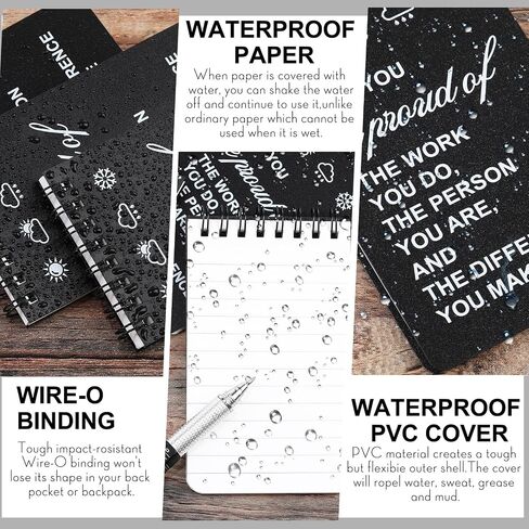 Gueevin 24 Pcs Waterproof Notebook with Multitool Pen Set Include 12 Pcs 3 x 5 Top Spiral Pocket Notepad and 12 Pcs Gift Tool Pen for Outdoor Activities Employee Appreciation Gifts(Black) in Saudi Arabia