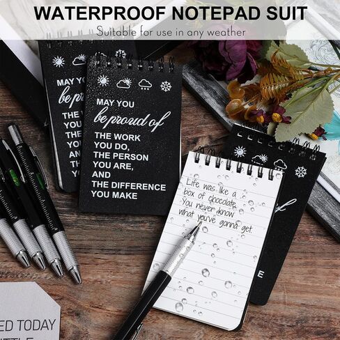 Gueevin 24 Pcs Waterproof Notebook with Multitool Pen Set Include 12 Pcs 3 x 5 Top Spiral Pocket Notepad and 12 Pcs Gift Tool Pen for Outdoor Activities Employee Appreciation Gifts(Black) in Saudi Arabia