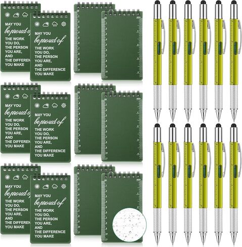Gueevin 24 Pcs Waterproof Notebook with Multitool Pen Set Include 12 Pcs 3 x 5 Top Spiral Pocket Notepad and 12 Pcs Gift Tool Pen for Outdoor Activities Employee Appreciation Gifts(Black) in Saudi Arabia