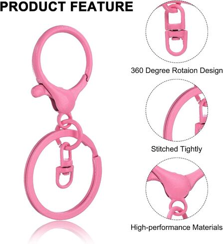 uxcell Lobster Claw Clasps Keychain, 30 Pcs Lobster Claw Clasp Hook with Swivel Trigger Clip and Flat Split Keychain Ring for DIY Craft Key Chain Accessories, Colorful in Saudi Arabia