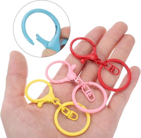 uxcell Lobster Claw Clasps Keychain, 30 Pcs Lobster Claw Clasp Hook with Swivel Trigger Clip and Flat Split Keychain Ring for DIY Craft Key Chain Accessories, Colorful in Saudi Arabia