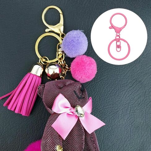 uxcell Lobster Claw Clasps Keychain, 30 Pcs Lobster Claw Clasp Hook with Swivel Trigger Clip and Flat Split Keychain Ring for DIY Craft Key Chain Accessories, Colorful in Saudi Arabia