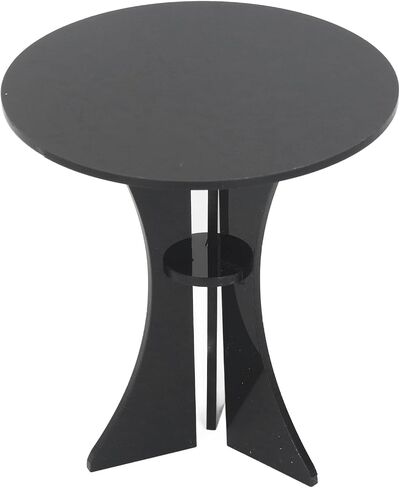 المائدة المستديرة Dollhouse ، Dollhic Dollhouse Miniature Table Table Table for 1: 6 Scale Dollhouse Decoration (Black) in Kuwait