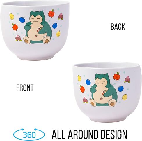 Silver Buffalo Pokemon Snorlax Relaxing and Eating Food Ceramic Ramen Noodle Rice Bowl with Chopsticks, Microwave Safe, 20 Ounces in Saudi Arabia