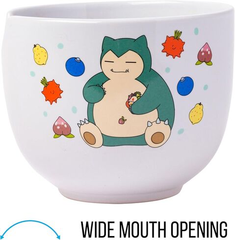 Silver Buffalo Pokemon Snorlax Relaxing and Eating Food Ceramic Ramen Noodle Rice Bowl with Chopsticks, Microwave Safe, 20 Ounces in Saudi Arabia