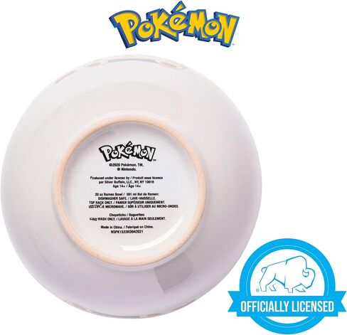 Silver Buffalo Pokemon Snorlax Relaxing and Eating Food Ceramic Ramen Noodle Rice Bowl with Chopsticks, Microwave Safe, 20 Ounces in Saudi Arabia