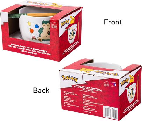 Silver Buffalo Pokemon Snorlax Relaxing and Eating Food Ceramic Ramen Noodle Rice Bowl with Chopsticks, Microwave Safe, 20 Ounces in Saudi Arabia